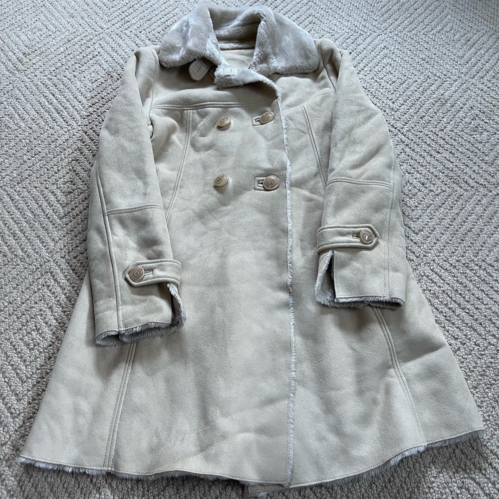 Faux sheepskin suede and shearling coat